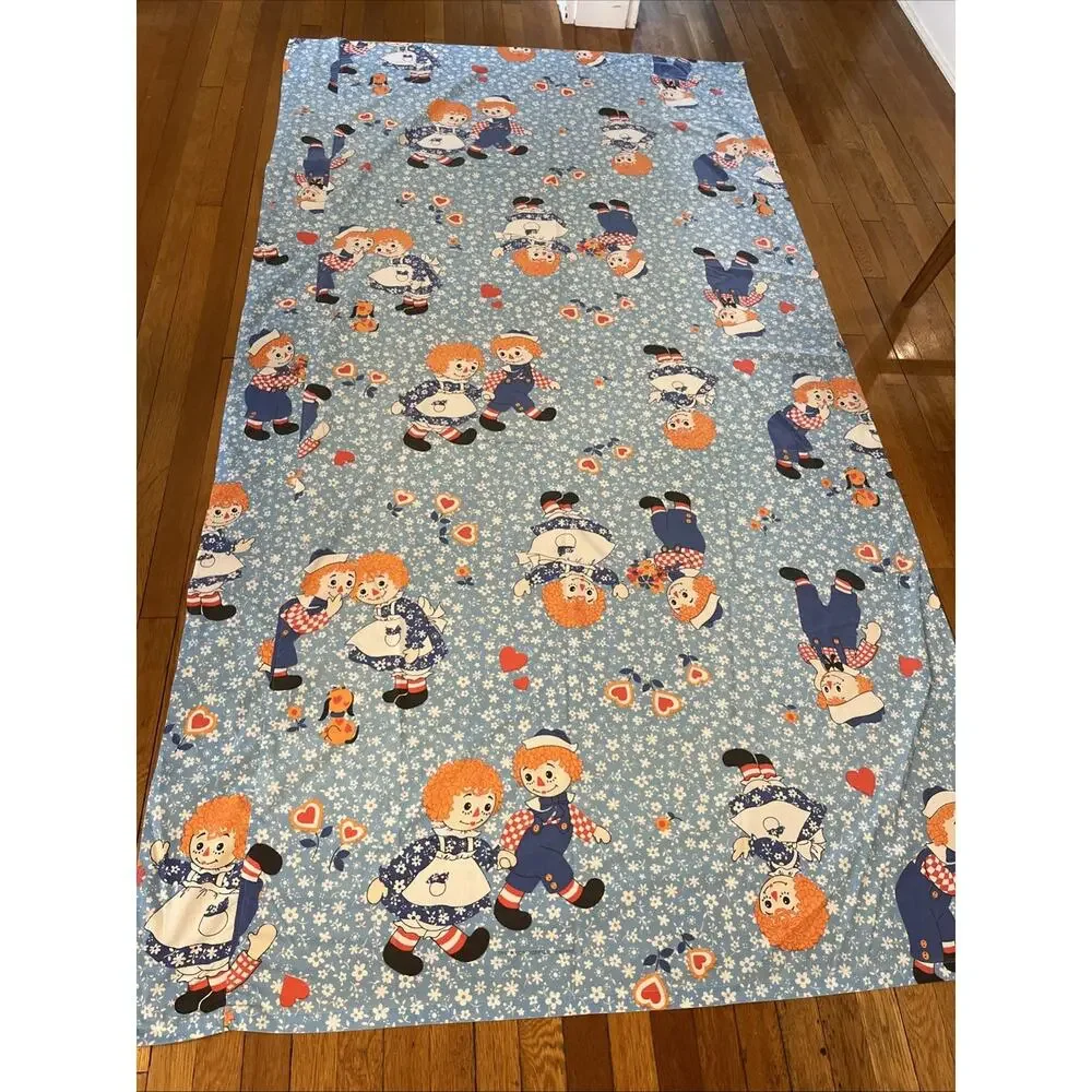 Vintage Sears Roebuck Raggedy Ann and Andy Twin Flat Percale Perma Prest Sheet